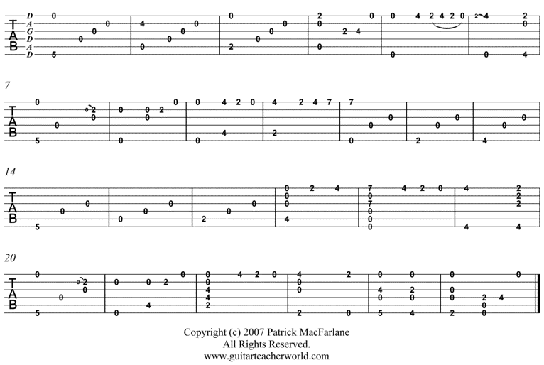 Dadgad Chord Chart