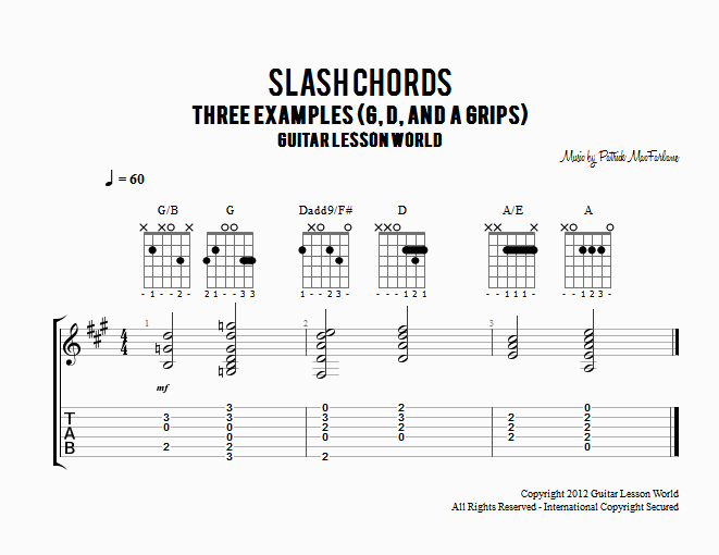 Slash Chords - Three Grips