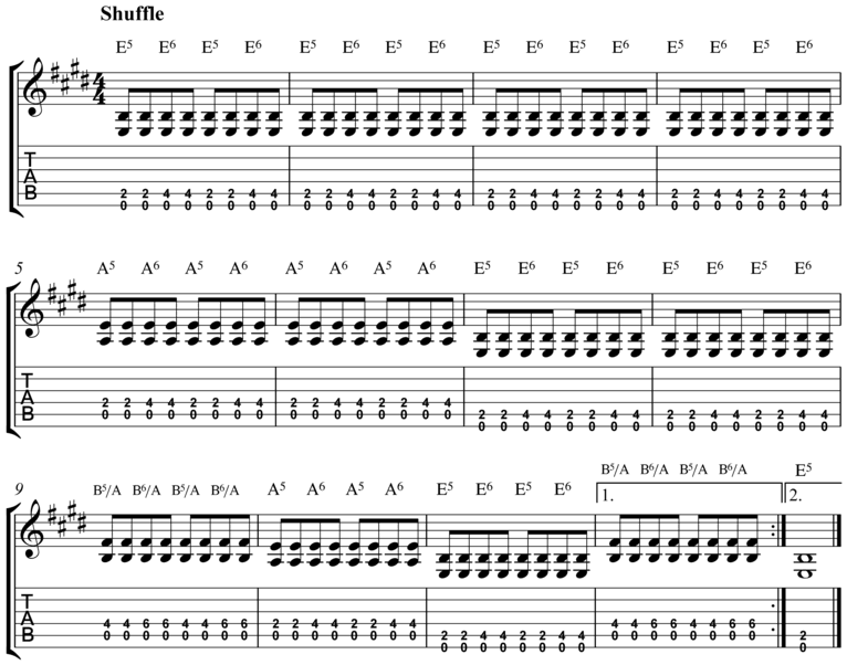 Open Position 5-6 Shuffle in E