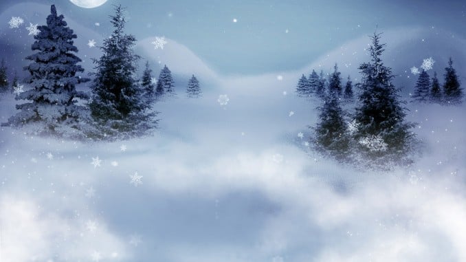 Winter silent night landscape