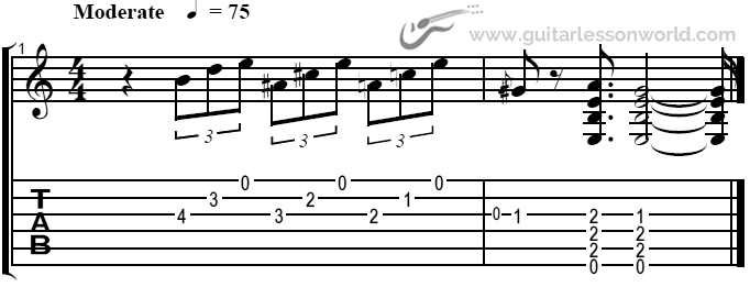 Blues ending in E tablature