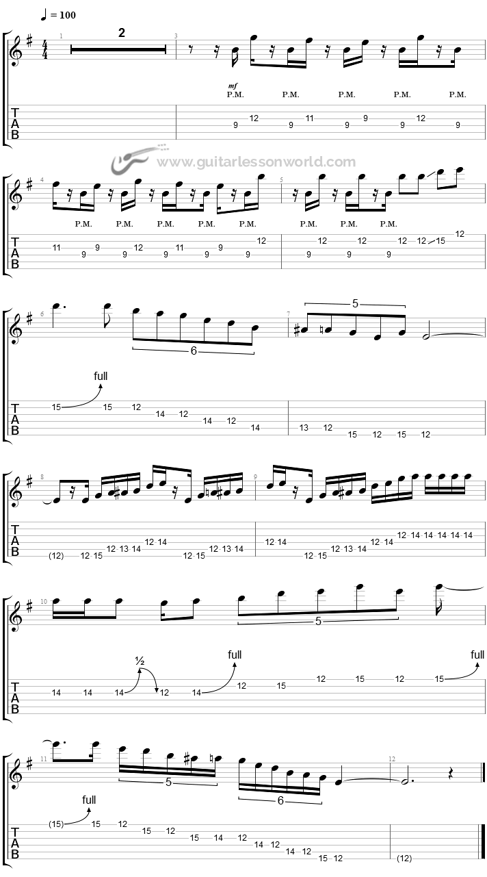 LRT-030 Palm Muting Solo Tablature